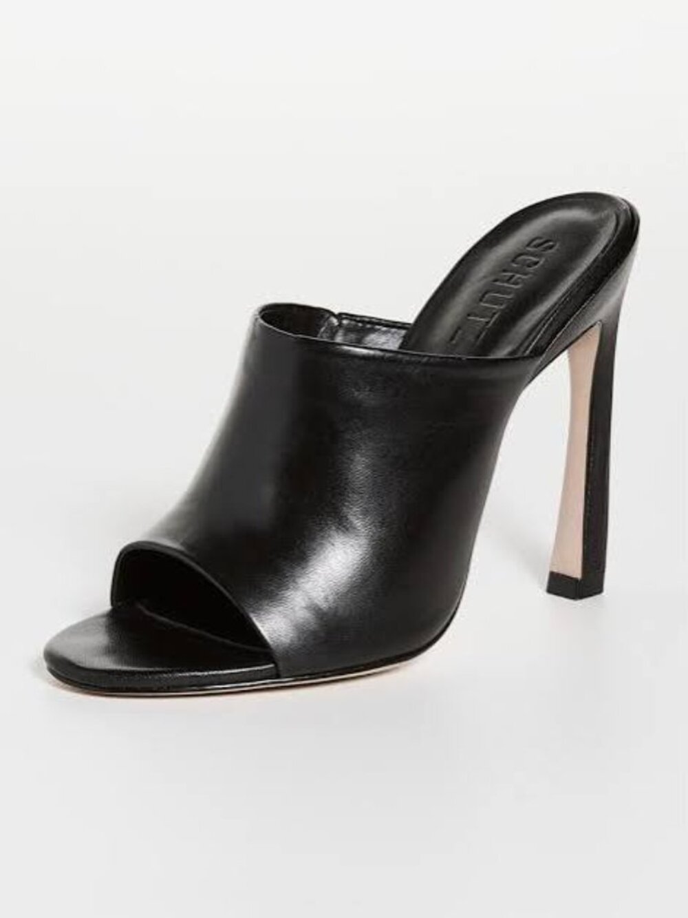 SCHUTZ DANNI LEATHER BLACK MULE SLIDE HEEL LIKE NEW